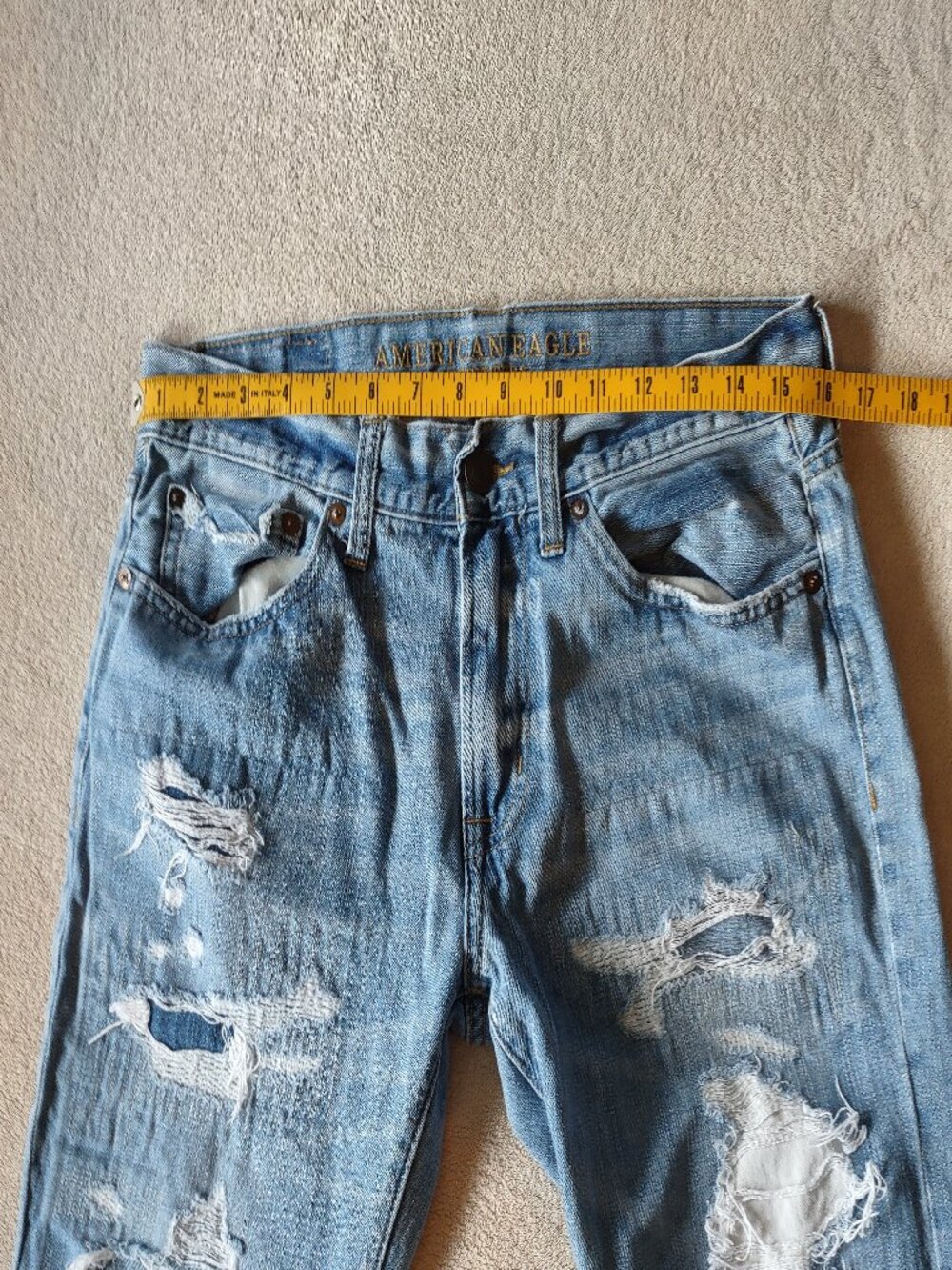 American Eagle Outfitters Distressed Jeans Men’s 31x32 Light Wash Ripped Denim - Picture 3 of 8